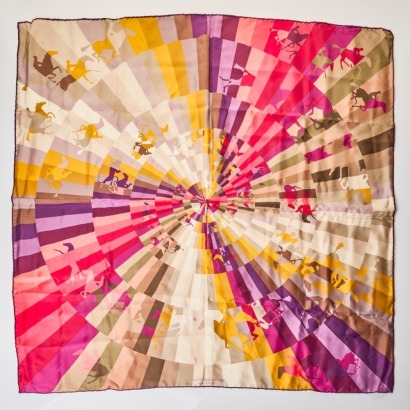 Herm&egrave;s, 100% Silk, Galop Chromatique Red Scarf