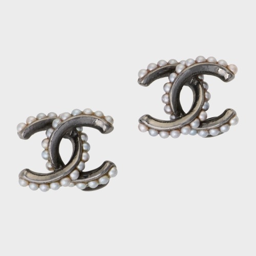 Chanel, CC Logo & Faux Pearl Earrings with Box