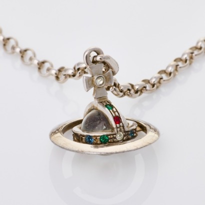 Vivienne Westwood, Sterling Silver, Multi Colour Crystal Orb Pendant with Box