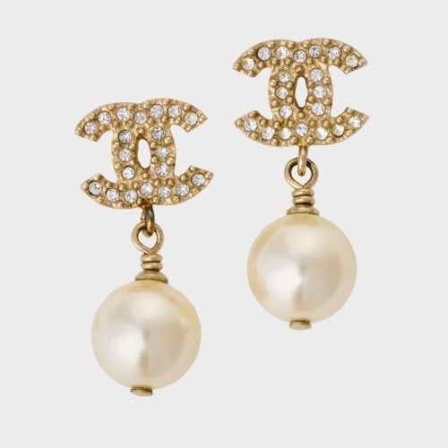 Chanel, Faux Pearl CC Drop Earrings with Box