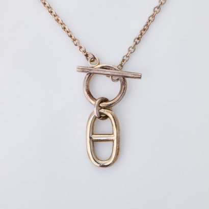 Herm&egrave;s, 45cm Sterling Silver, Chaine D'ancre Necklace with Box