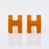Herm&egrave;s, Gold-Plated, Mini Pop Orange H Earrings with Box
