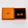 Herm&egrave;s, Gold-Plated, Mini Pop Orange H Earrings with Box - 2