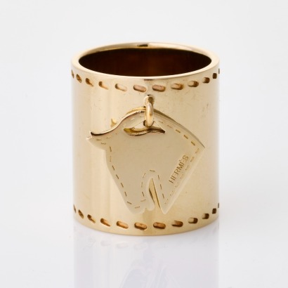 Herm&egrave;s, Tete de Cheval Charm Scarf Ring with Box