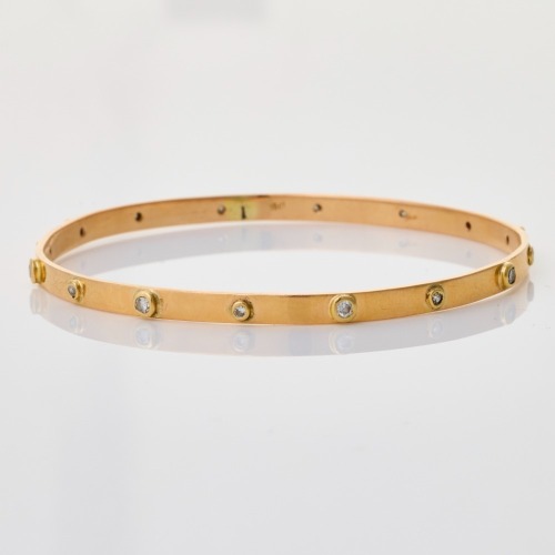 18ct Yellow Gold, 0.40ct Diamond Round Bangle