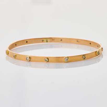 18ct Yellow Gold, 0.40ct Diamond Round Bangle