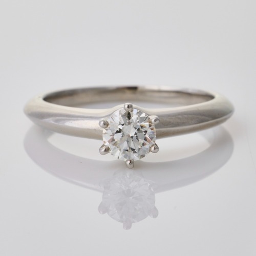 Tiffany & Co. Platinum, 0.52ct Round Brilliant Cut Diamond Solitaire Ring with Box