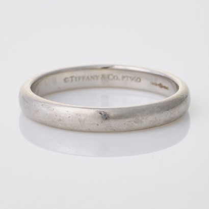 Tiffany & Co., Platinum Forever Wedding Band Ring, Size N