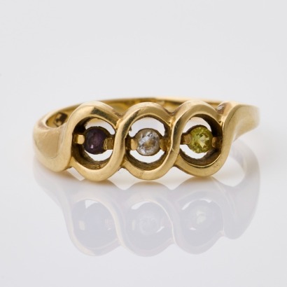 10ct Yellow Gold, Three Stone Ring