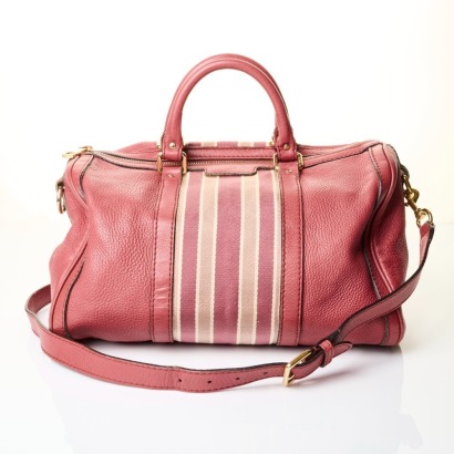Gucci, Old Rose Calfskin Medium Web Boston Bag