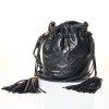 Chanel, Mini, Black Lambskin Drawstring Tassel Bucket Bag