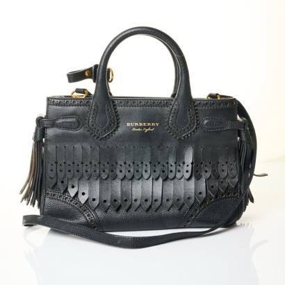 Burberry, Black Leather Banner Tote Bag
