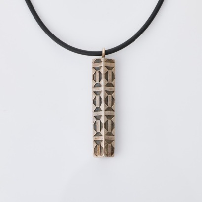 Tiffany & Co., Paloma Picasso, Sterling Silver Hexagonal Pendant on T&Co., Rubber Cord