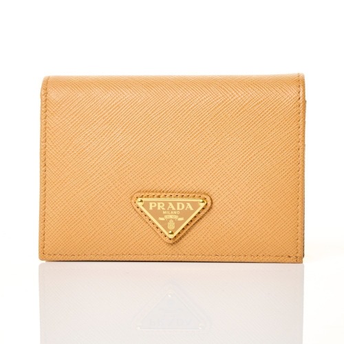 Prada, Camel Bifold Wallet with Box