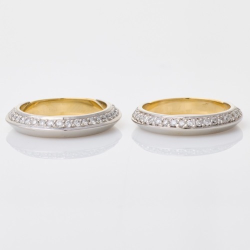 Platinum / 18ct Yellow Gold, 0.44ct Matching Diamond Set Bands