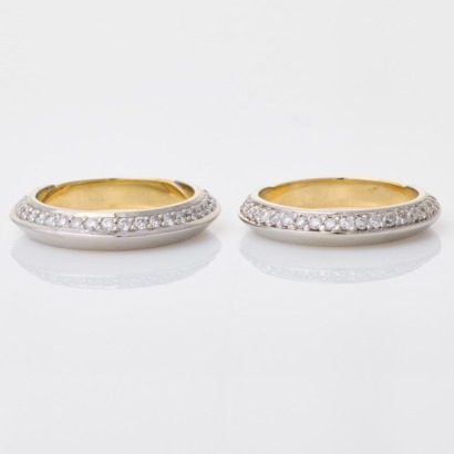 Platinum / 18ct Yellow Gold, 0.44ct Matching Diamond Set Bands