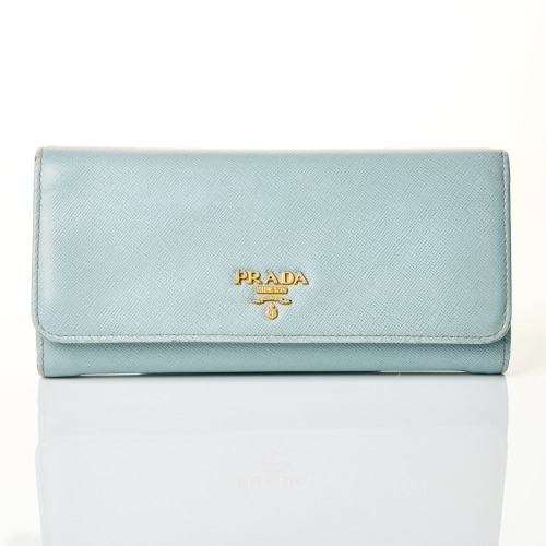 Prada, Light Blue Saffiano Wallet