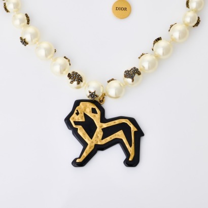 Christian Dior, 40cm Faux Pearl / Crystal Necklace with Box