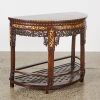 A Late 19th to Early 20th Century Chinese Hardwood and Mother-of-Pearl Inlaid Carved Demi-lune Table - 2