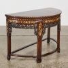 A Late 19th to Early 20th Century Chinese Hardwood and Mother-of-Pearl Inlaid Carved Demi-lune Table - 5