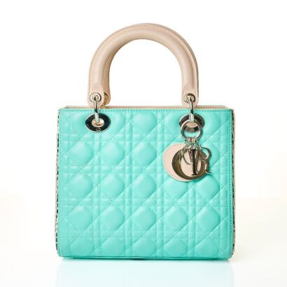 Christian Dior, Lady Dior in Mint Green / Spotted Python with Box
