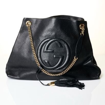 Gucci, Black Leather Soho Chain Tote Bag