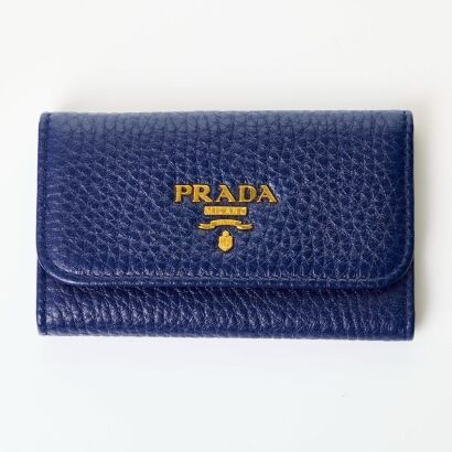 Prada, Inchiostro Vitello Key Pouch with Box
