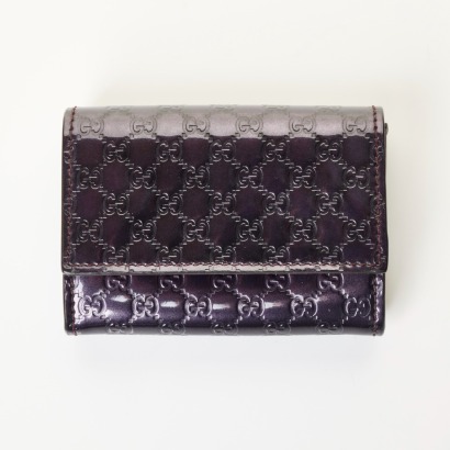Gucci, Patent Purple Leather Guccissima Coin Purse with Box