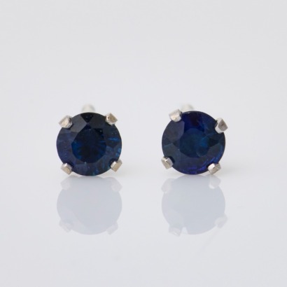 14ct White Gold, 3.30mm Sapphire Stud Earrings