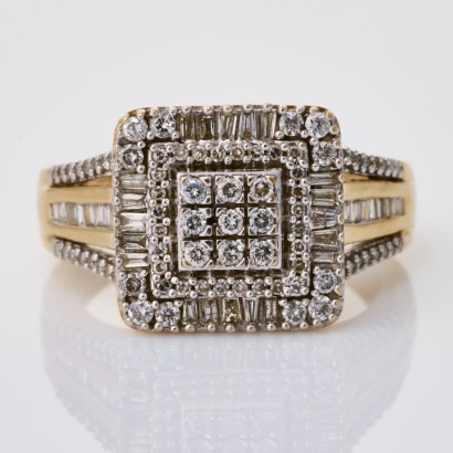 9ct Yellow Gold, 0.50ct Diamond Cluster Ring