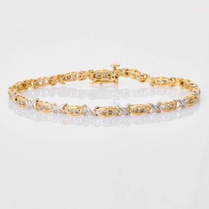 9ct Yellow /White Gold, 0.40ct Diamond Bracelet