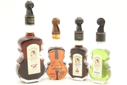 (1) Mixed Violin Shaped fruit Liquor Miniatures, 4 Bottles as One Lot