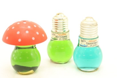 (1) Mixed Mushroom and Light Bulbs Liquor Miniatures, 3 Sold as One Lot