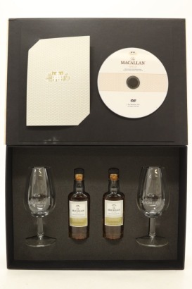 (1) The Macallan Gold The 1824 Series Single Malt Scotch Whisky 2 Bottle 50ml with Branded Tasting Glasses and CD Gift Set, 40% ABV (GB)