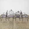 An Ornate Wrought Iron and Marble-Topped Table Outdoor Set - 3