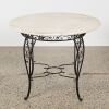 An Ornate Wrought Iron and Marble-Topped Table Outdoor Set - 4