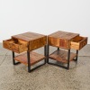 A Pair of Rustic Industrial Timber Bedsides - 2