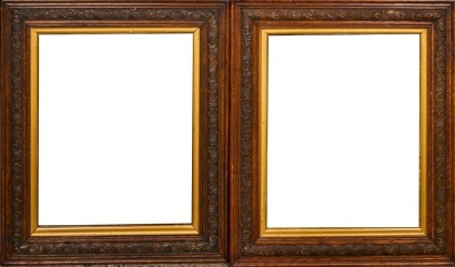 A Pair of Antique Engraved Walnut Mirrors