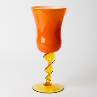 A Mid-Century AV Mazega Empoli Orange Pedestal Vase
