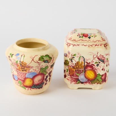 A Pair of Masonware Fruit Basket Pattern Jars
