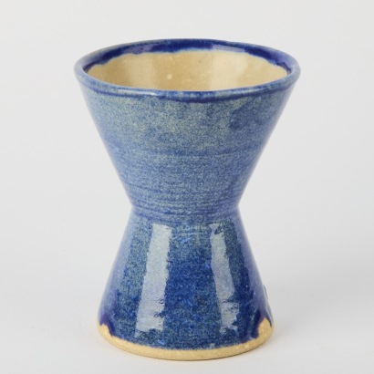 A Blue Glazed Studio Pottery Vase Marked "H A S"
