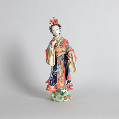 A Chinese Foshan Ceramic Chinese Lady Statue