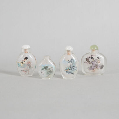 A Group of Four Chinese Glass Snuff Bottles