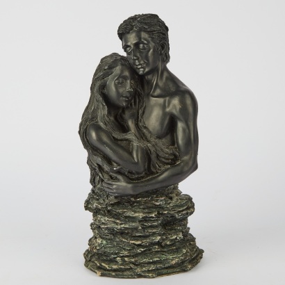 A Vintage Black Sculpture 'Lovers'