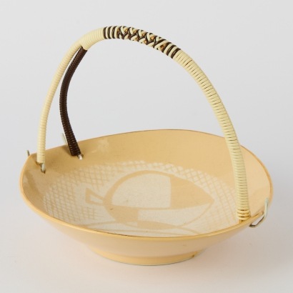 A Mid-Century Ceramic Dish with Wrapped Handle