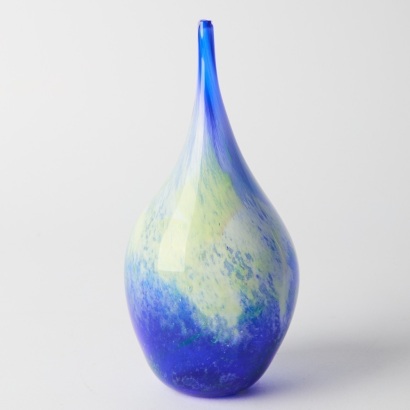 A New Zealand Blue Marble Studio Art Glass Vase