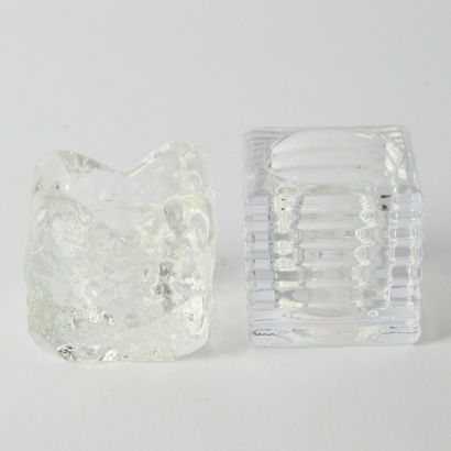 A Pair Of Glass Candle Holders