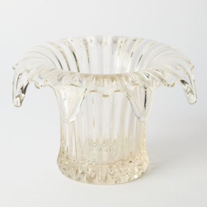 An Art Deco Sowerby Style Clear-Pressed Glass Iris Vase, c. 1930s