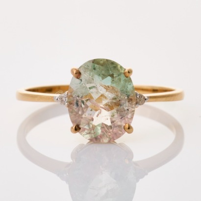 14ct Rose Gold, 2.40ct Oval Tourmaline / .03ct Diamond Ring