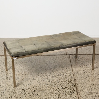 A Steel and Leather Thonet Bench